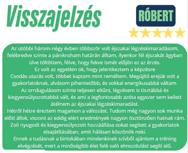 Alvási apnoe Buteyko légzés eredmény visszajelzés